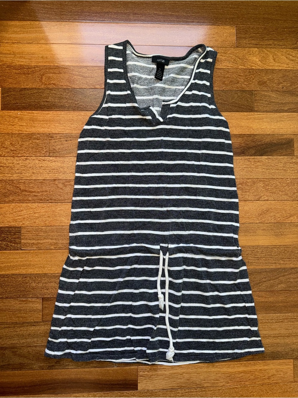 Apt. 9 Black and White Striped Sleeveless Drawstring Dress